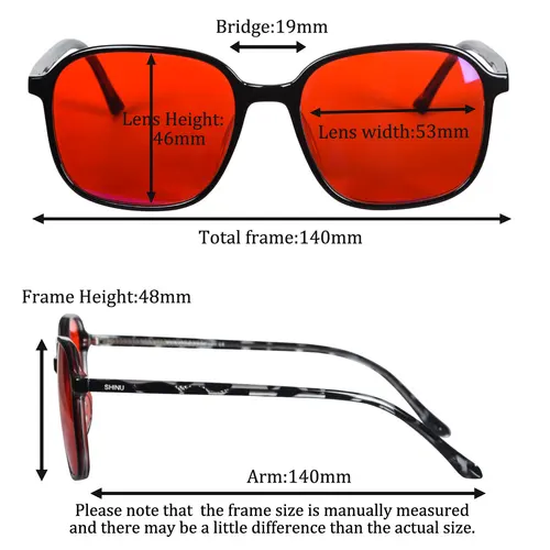 Imagen 2 del producto Gafas estilo y2k para hombre y mujer, lentes rojas de forma cuadrada para un mejor sueño, gafas bloqueadoras de luz azul, lentes naranjas para juegos por ordenador