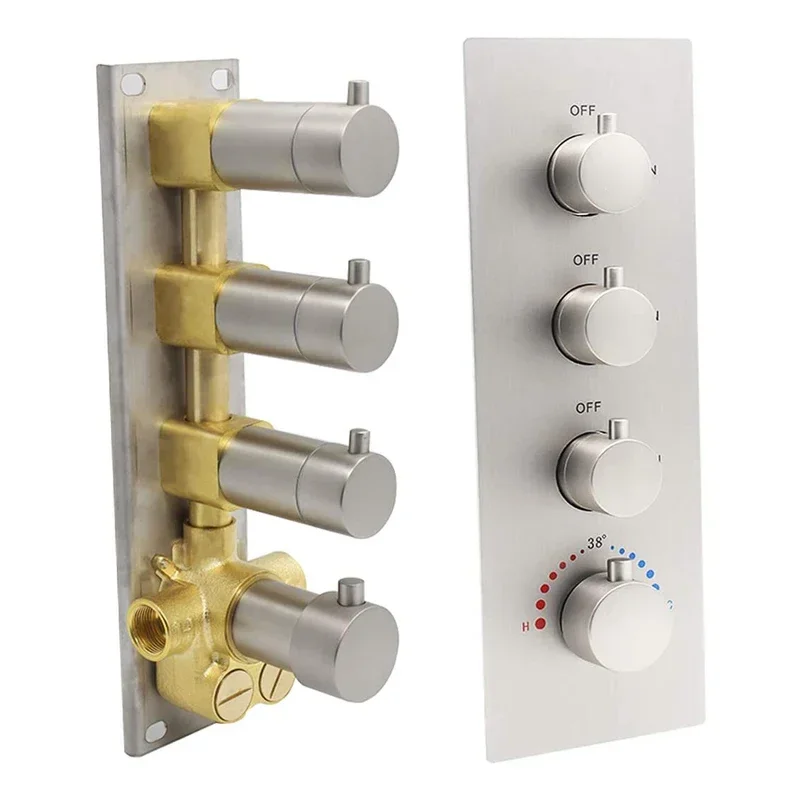 Concealed installation 3 way Brass Thermostatic Shower Diverter Flow Control Replacement Shower Valve Kit for Shower System