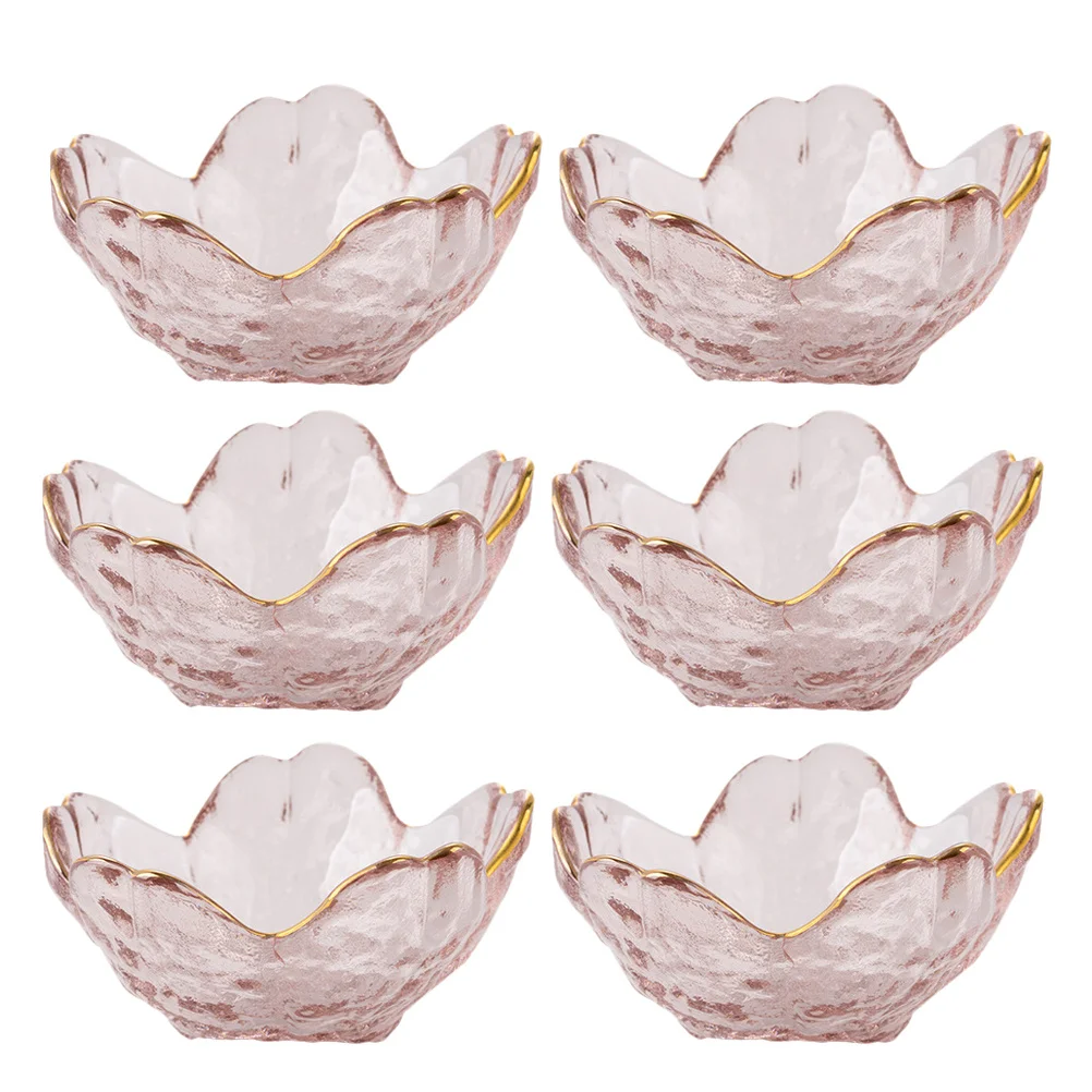 

6Pcs Flower Shape Glass Fruit Plate Unique Design Household Cutlery Serving Dried Fruit Nuts Candies Food Container Decorative