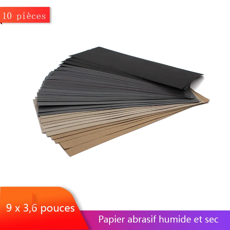 10pcs sec et humide papier abrasif 9x3.6 pouces papier abrasif voiture bois papier abrasif voiture métal plastique poli papier abrasif imperméable