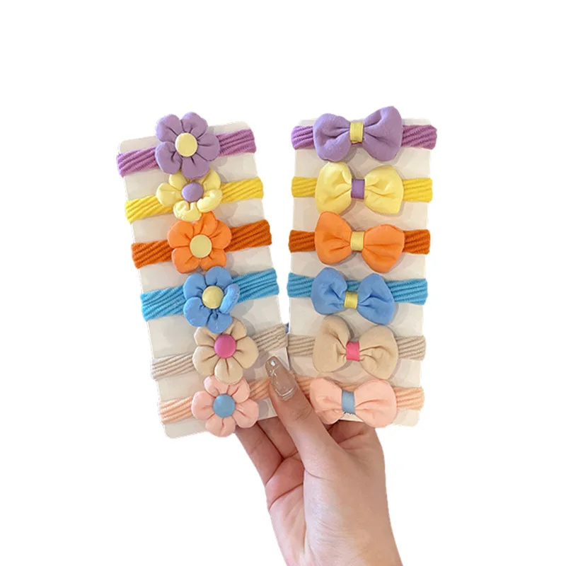 6PCS Ealstic Hair Bands Baby Hair Accessories Toddler Hair Wear Cute Bowknot Flowers Hair Rope Girls Hair Ring Kids Headwear