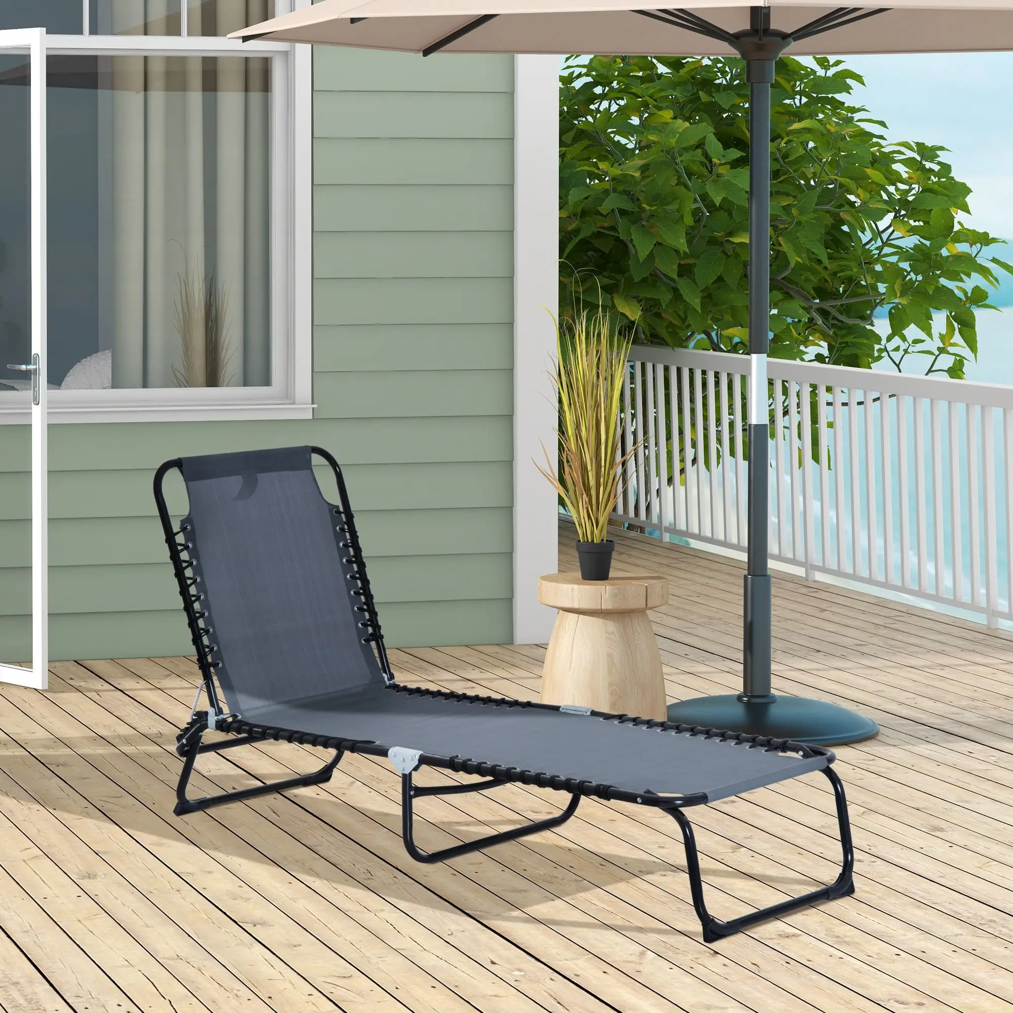 折りたたみ式ラウンジチェア、4段階背もたれ調整、枕付き、通気 - Folding Chair のレビューと価格