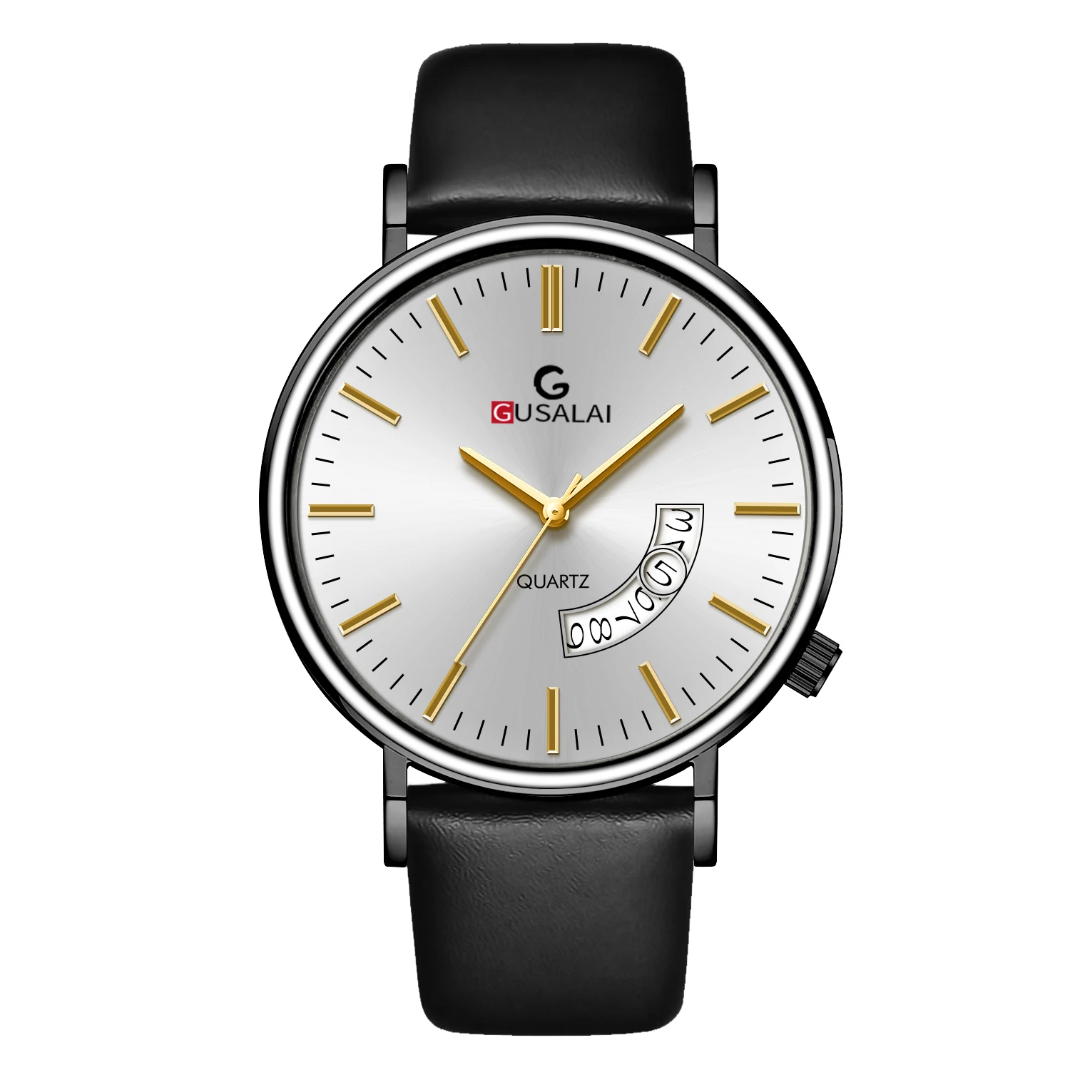 Minimalist นาฬิกาผู้ชายควอตซ์หนังสีดํา Casual นาฬิกา 41 มม. ปฏิทินธุรกิจผู้ชายนาฬิกาข้อมือ reloj hombre