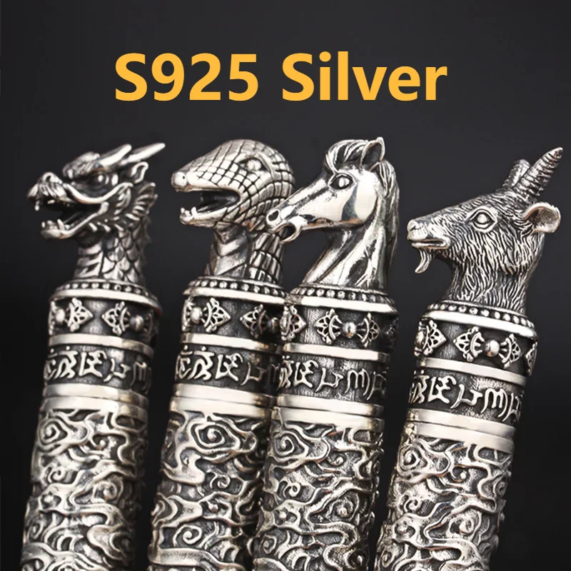 Pure Silver Ballpoint Pen, Twelve Zodiac Signs, High-end Handicrafts Cultural Goods