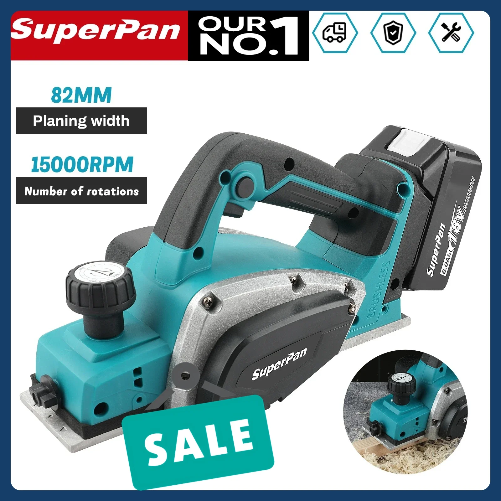 

Бесщеточный электрический строгальный станок SuperPan18V, многофункциональный настольный портативный инструмент для деревообработки, совместимый с батареями Makita
