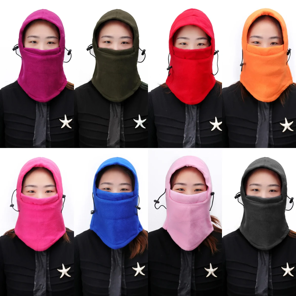 Balaclava bulu domba untuk pria wanita, topi beanie masker tahan angin luar ruangan bersepeda mendaki tudung leher penghangat musim dingin untuk pria dan wanita