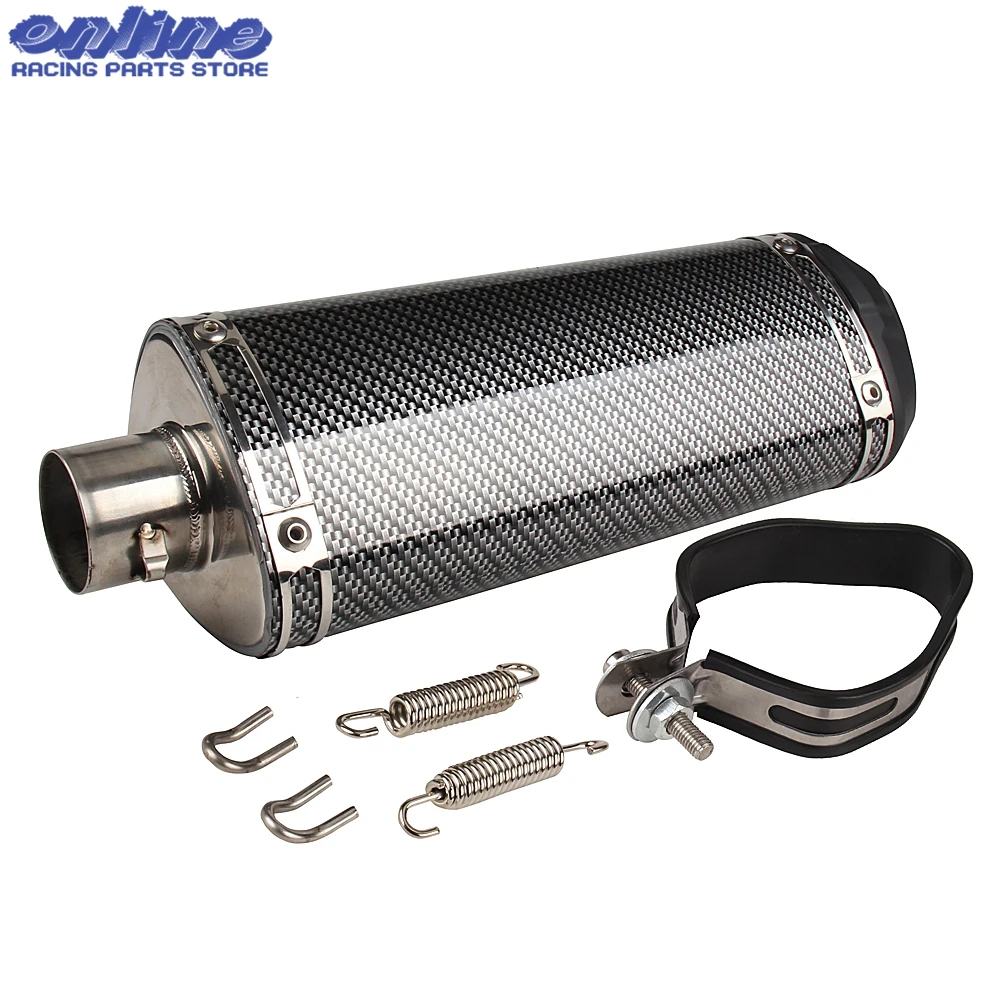 125cc-160cc Dirt Pit Bike Motorcycle 38mm Exhaust Muffler Refires Carbon Fiber Quiet Exhaust Pipe Silencedr Back-end Universal