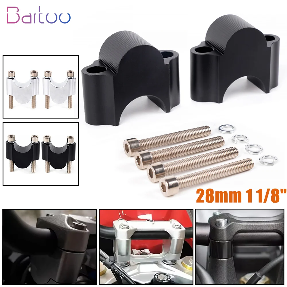 New Arrived One Pair Motorcycle Handlebar Riser Bar Mount Handle Clamp Universal 28mm 1 1/8
