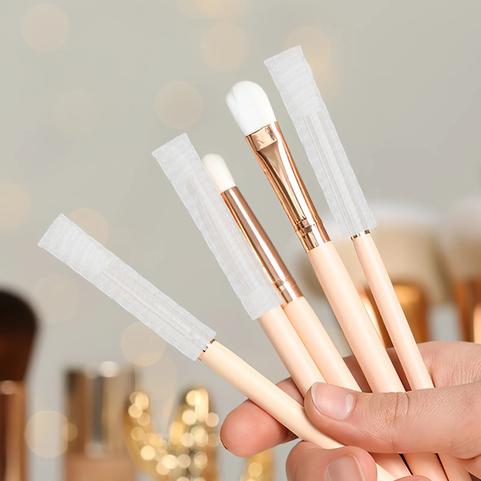 

100pcs Makeup Brush Protective Covers Mesh Design For Bristles Shape Maintenance Breathable Storage Travel Essential Tool