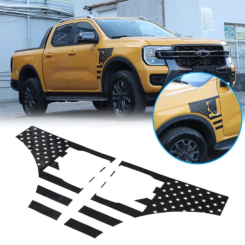 

For Ford Ranger 2023+ PVC black car styling car front wheel fender pull flower film sticker car exterior decoration accessories