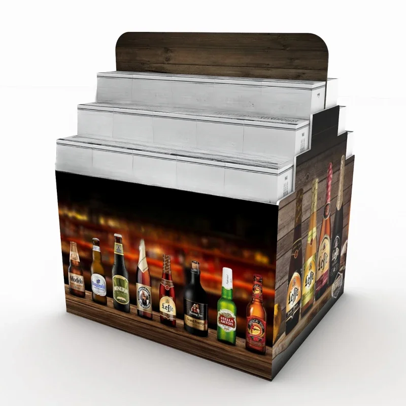 Factory Custom pallet display for beer Corrugated cardboard pallet point of purchase display boxes stand