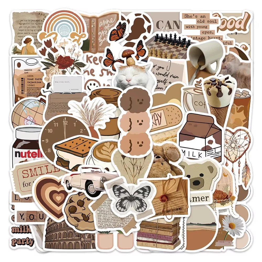 60 pages of cute retro stickers, used for guitar refrigerators, skateboard travel luggage decals, story stores