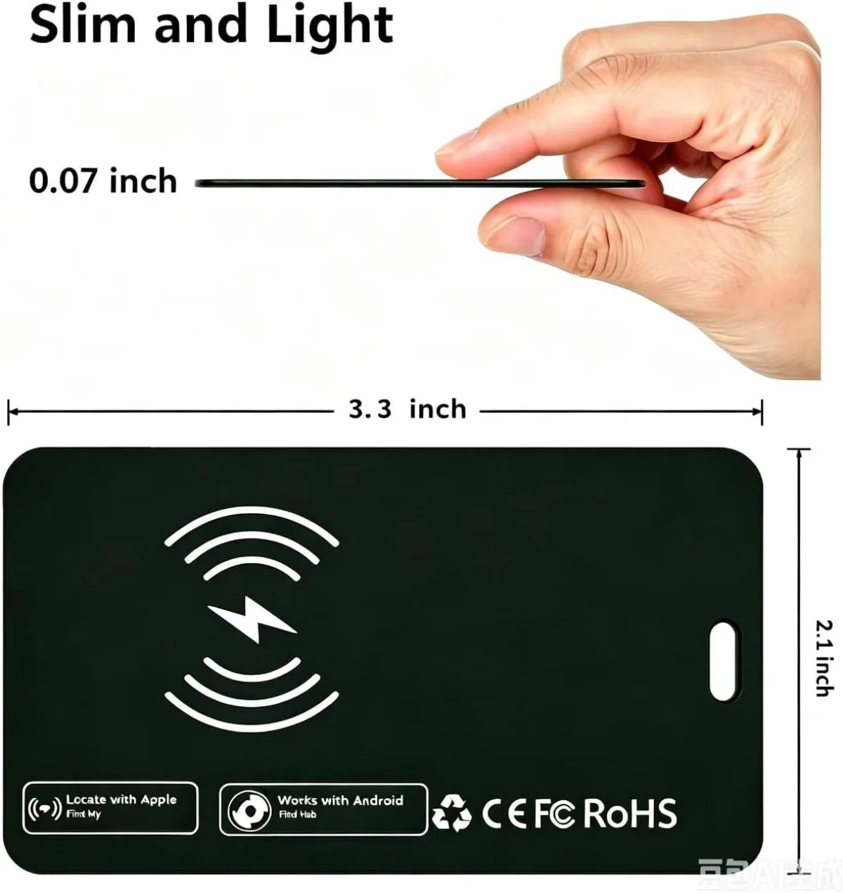 1pc Slim Wallet Tracker Card, Rechargeable Item Finder for iOS & Android, IP67 Waterproof Luggage Locator, 1.8mm