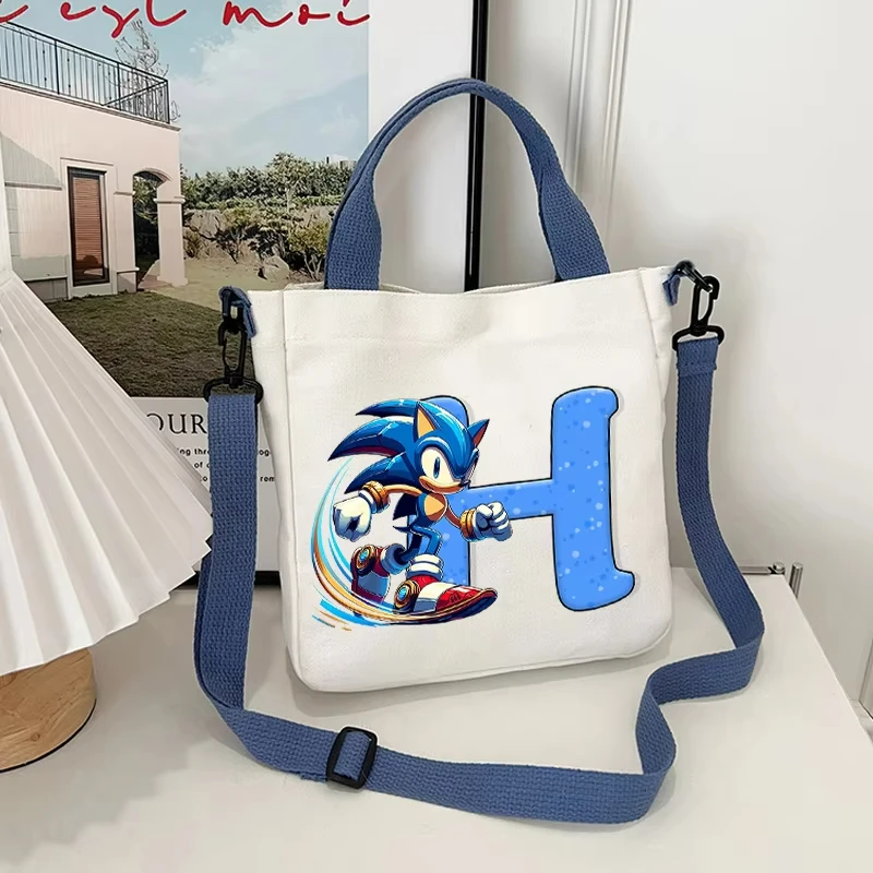 أنيمي الكرتون قماش حقيبة كتف لصبي الفتيات الكرتون رسالة A-Z مطبوعة حقائب كروسبودي الطلاب المحمولة حقيبة يد الموضة هدية