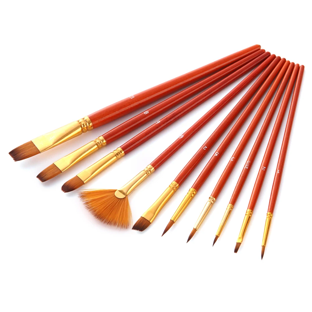 

10 Pcs Nylon Hair Brush Paint for Acrylic Painting Paintbrushes Pearlescent Bamboo
