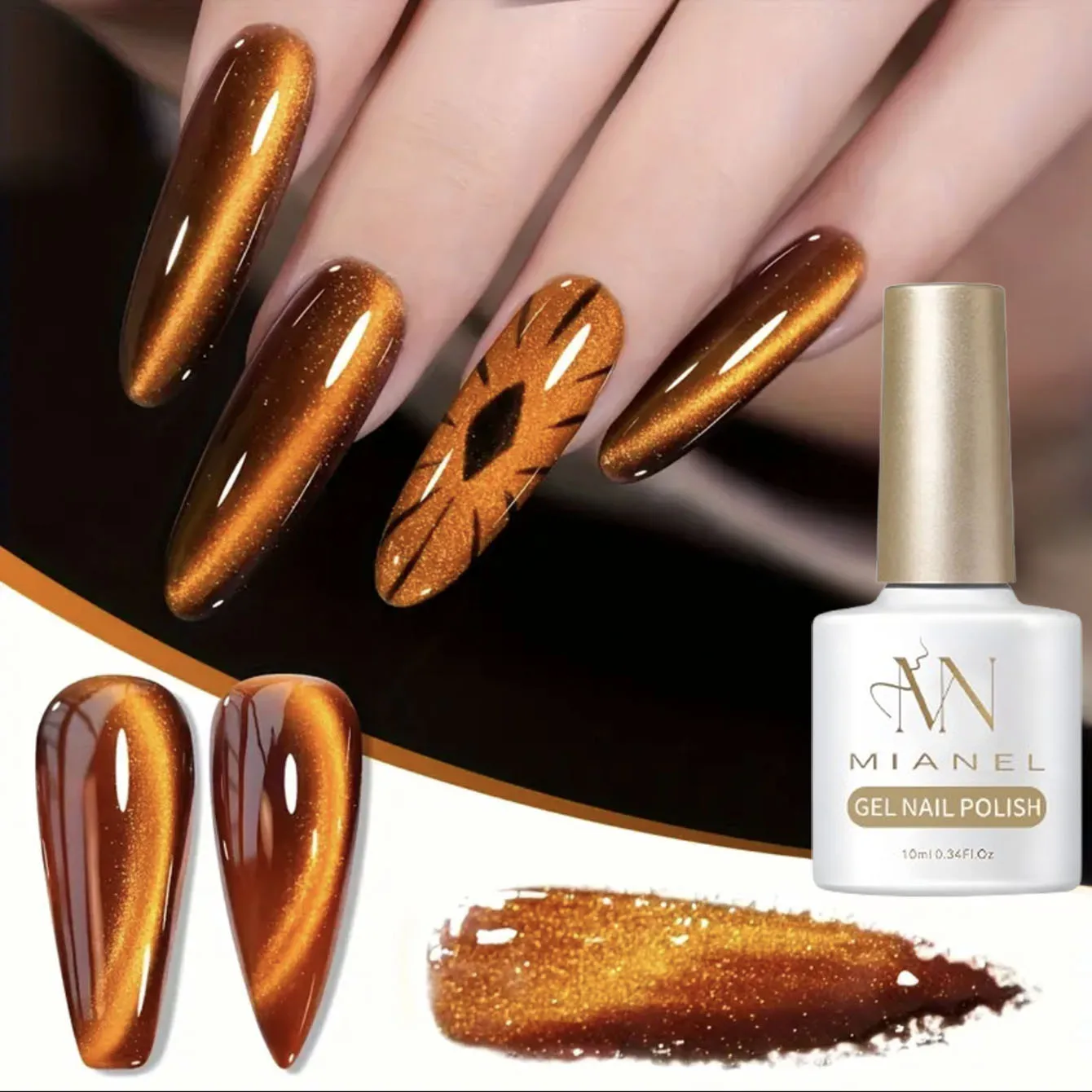 10ML 1PCS Winter Beliebte Tiefe Gold Nägel Schwarze Nägel Glas Perle Cat Eye Gel Polnisch Nagel Zeug Weihnachten nägel Französisch Spitze Nägel