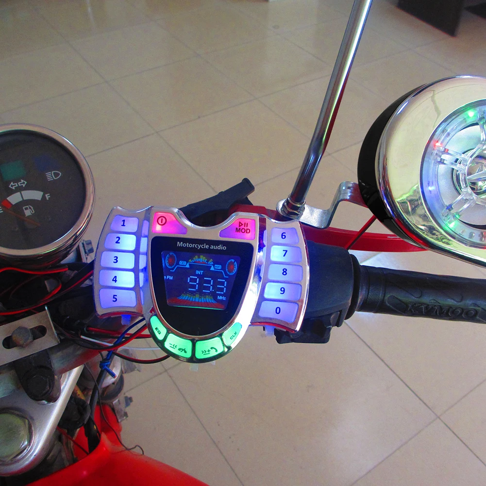 HY-008 Motorcycle Bluetooth-compatible Speaker Audio System with Mic TF AUX FM Radio USB