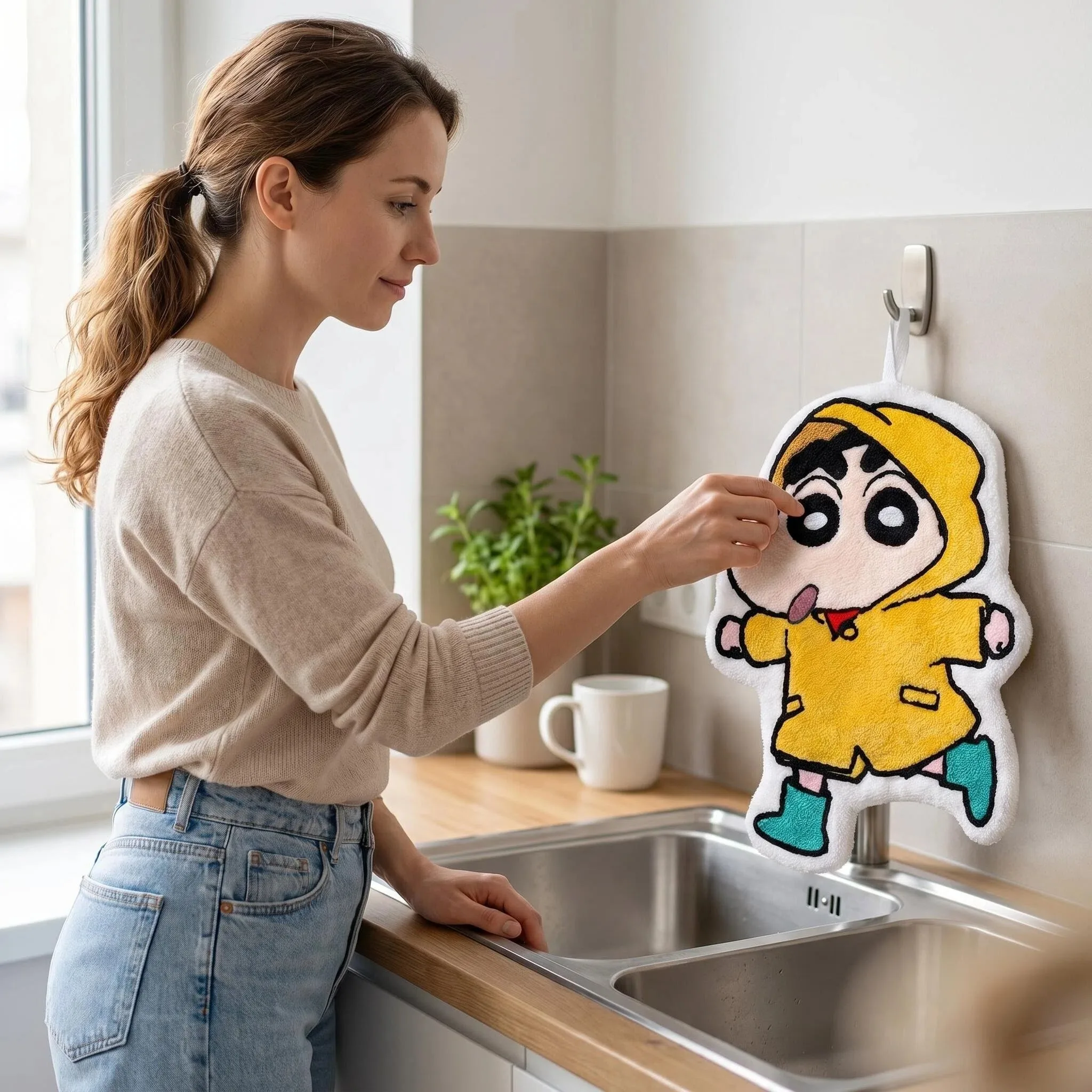 Niedliches, kleines Handtuch für Kinder zum Aufhängen, super saugfähig, schnell trocknend, dickes Taschentuch, perfekt für Badezimmer und Küche. – Detail 1
