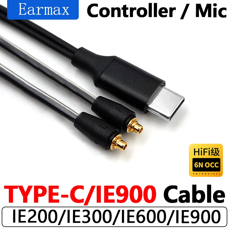 For sennheiser IE900 IE300 IE600 IE200 Replaceable HIFI Earphones TYPE-C USB-C to IE900 High-Purity Single Crystal Copper Cable