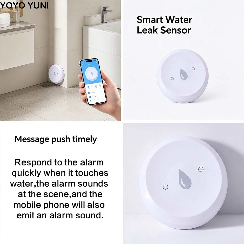 Alarm Function ZigBee Water Sensor Smart Life Control APP Remote Monitoring Leak Detector Support Home Assistant ZigBee 3.0