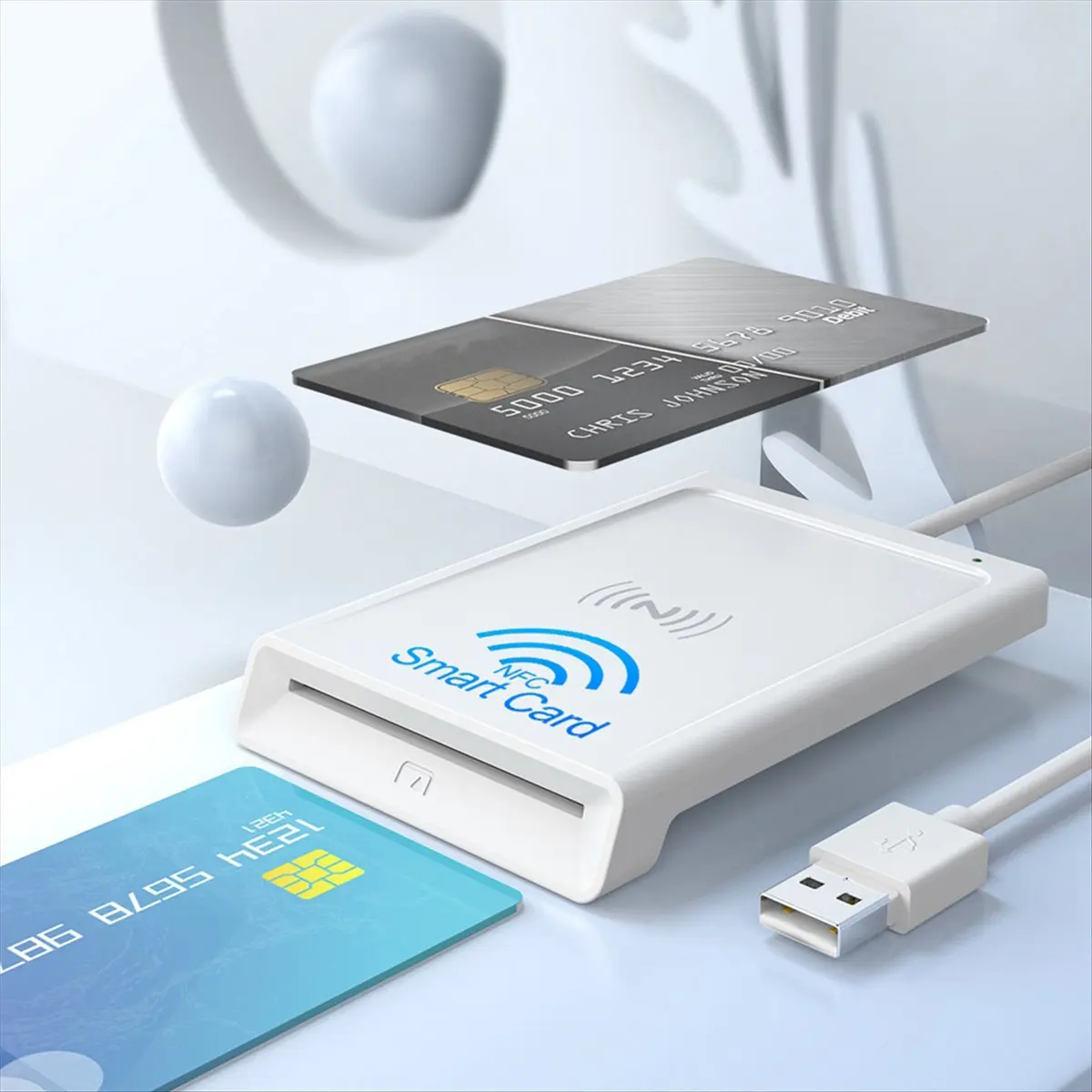 A64I Contact + 2-In-1 Card Reader PC-Linked Dual-Interface Card Reader/Writer Contact PCSC Card Reader
