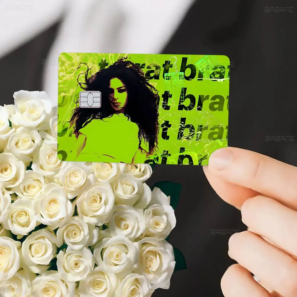 Charli XCX BRAT Singer Diy Credit Debit Card Sticker Party Sticker Decoration Waterproof Small Chip Card Skin Sticker