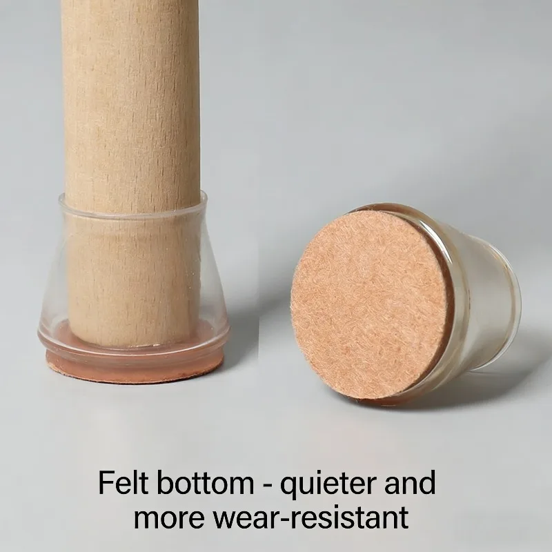 Stuhlbein-Bodenschoner Rutschfeste Filzpads Silikonüberzüge Verschleißfeste Kappen Kratzfeste Gleiter für Hartholzböden – Detail 5