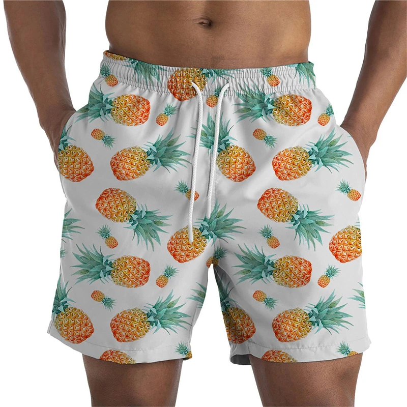 

2024 Hawaii Vacation Beach Shorts For Men Casual Short Pants 3D Printed Pineapple Bandage Board Shorts Pant Swimsuit Swim Trunks