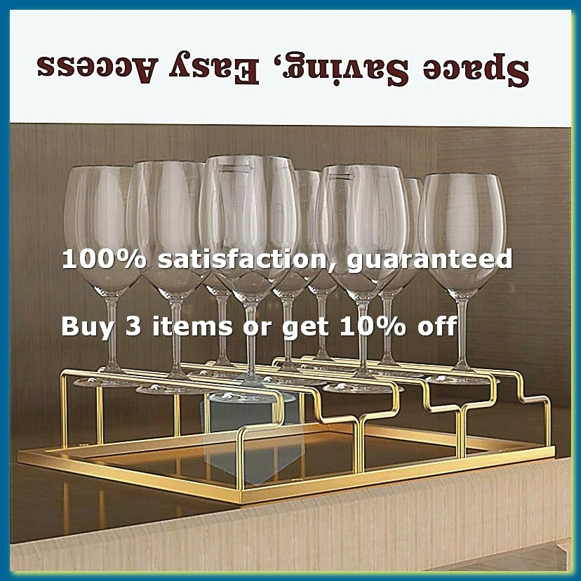 ●2Pcs Wine Glass Rack, Wine Glass Hanger Rack Under Cabinet Stemware Wine Glass Holder Storage Hanger,Gold