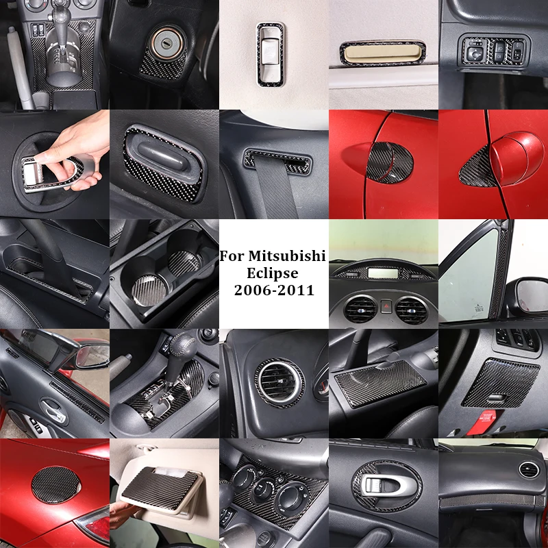 For Mitsubishi Eclipse 2006-2011 Soft Carbon Fiber Car Central Control Gear Shift Air Outlet Frame Panel Sticker Car Accessories