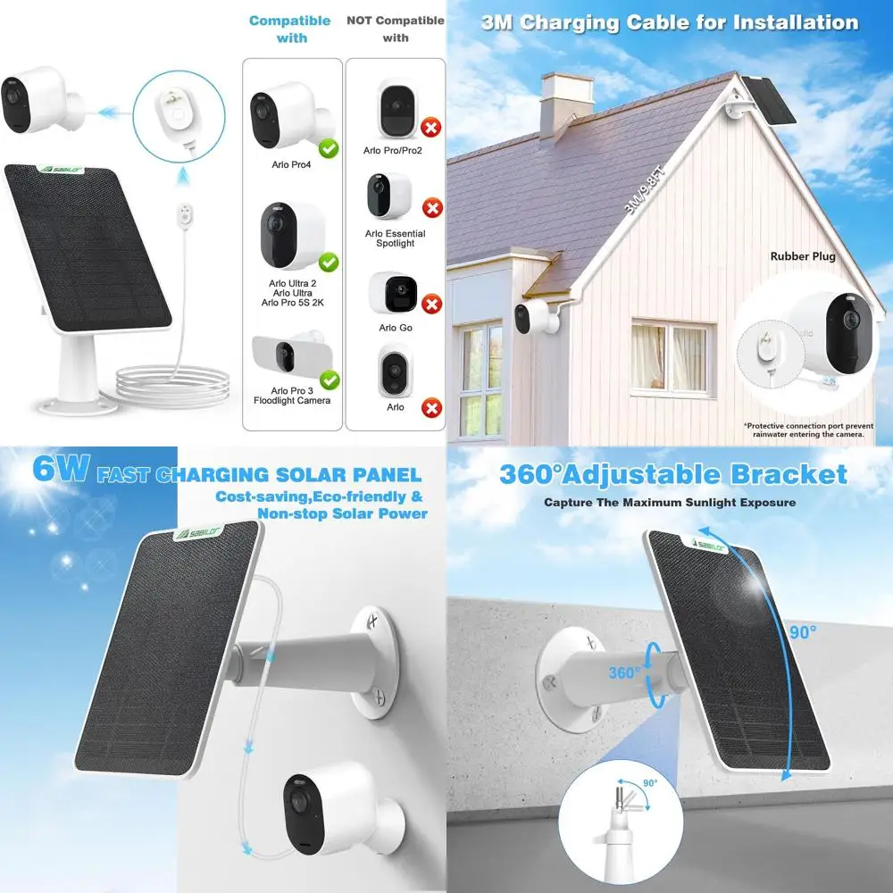 

6W LED Security Light Panels, Weatherproof, Compatible with Various Security Systems, 360° Bracket, Secure Wall Mount, 9.8T Cabl