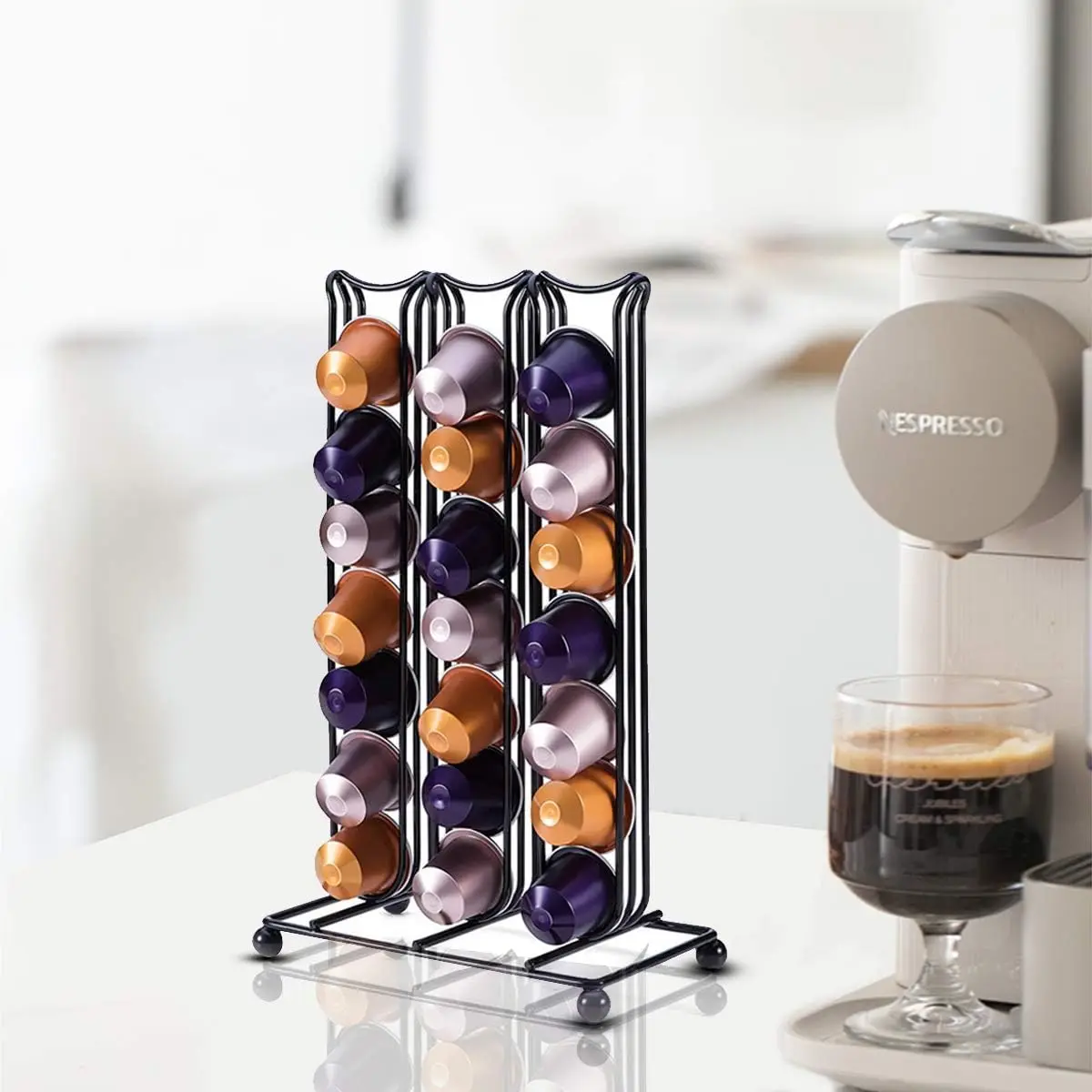 Coffee Capsule Holder Black Gold  Silver for 42 Nespresso Coffee Capsules Capsule Dispenser Capsule Holder Pod Stand Kitchen