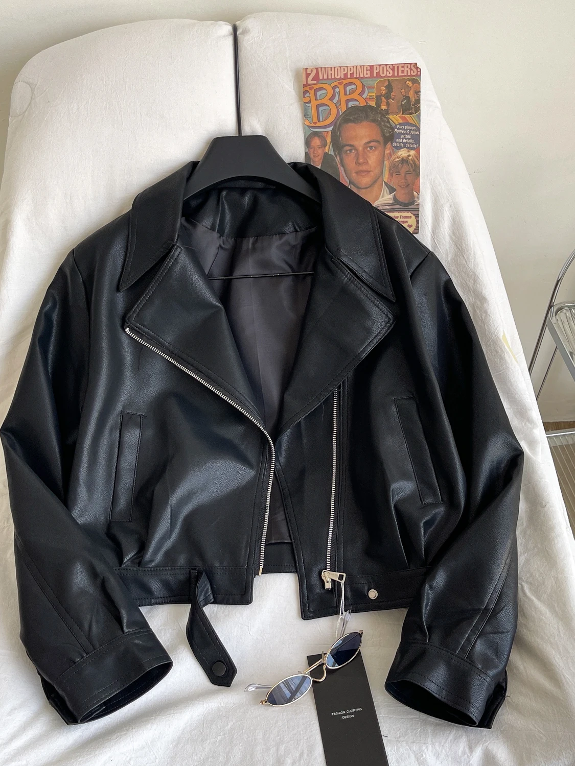 Faionable PU Leather Biker Jaet Women's ort Sle with Stand Collar Button up Casual Wear for Autumn Season