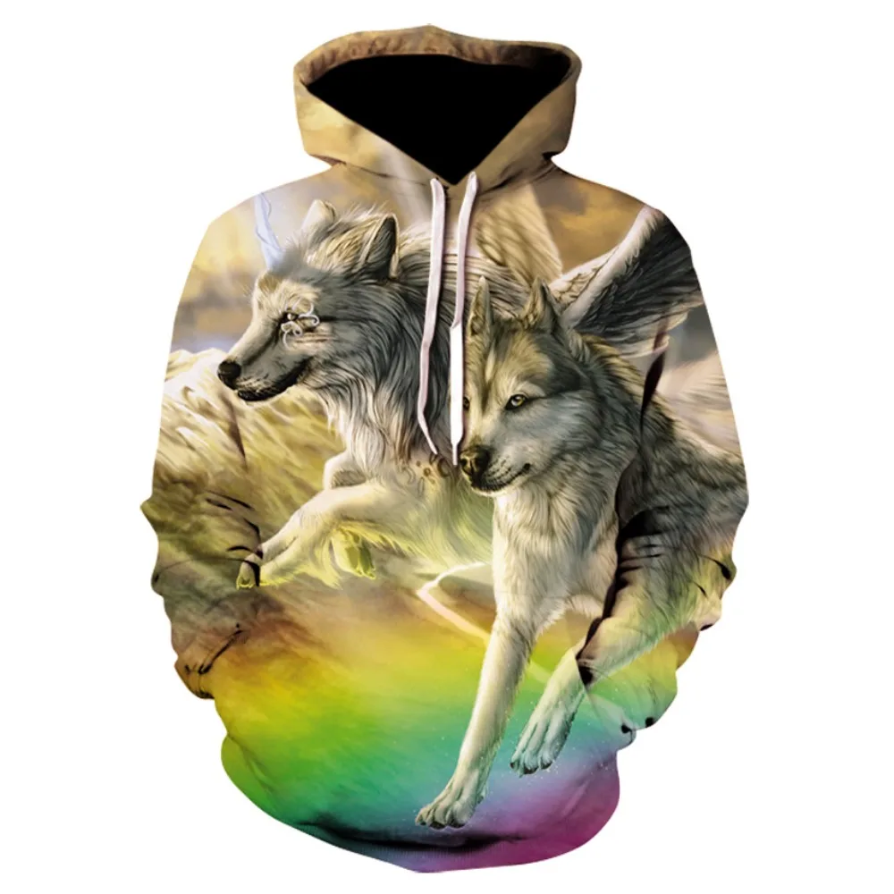New Fashion Male And Female Animals Shining Wolf 3D Digital Print Hoodie, Innovative Personality Wolf, Y2k,Hoodies men