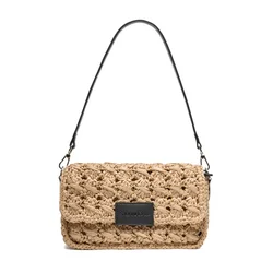 2024 new summer stylish women lady natural matte raffia straw hand made bag