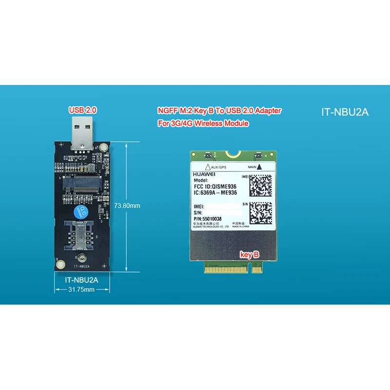 NGFF M.2 Key B to USB 2.0 3.0 signal adapter for Quectel EM12-G EM20-G EM06 SIMCOM SIM7912G SIM7920G SIM7906E SIM3G 4G Module