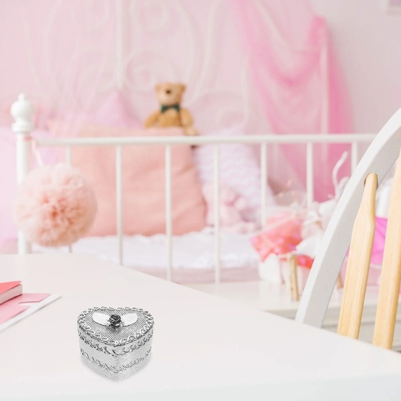 

Heart Shaped Jewelry Box Small Metal Trinket Storage Vintage Keepsake Case Hollow Design Wedding Ring Box Gift For Valentine’S