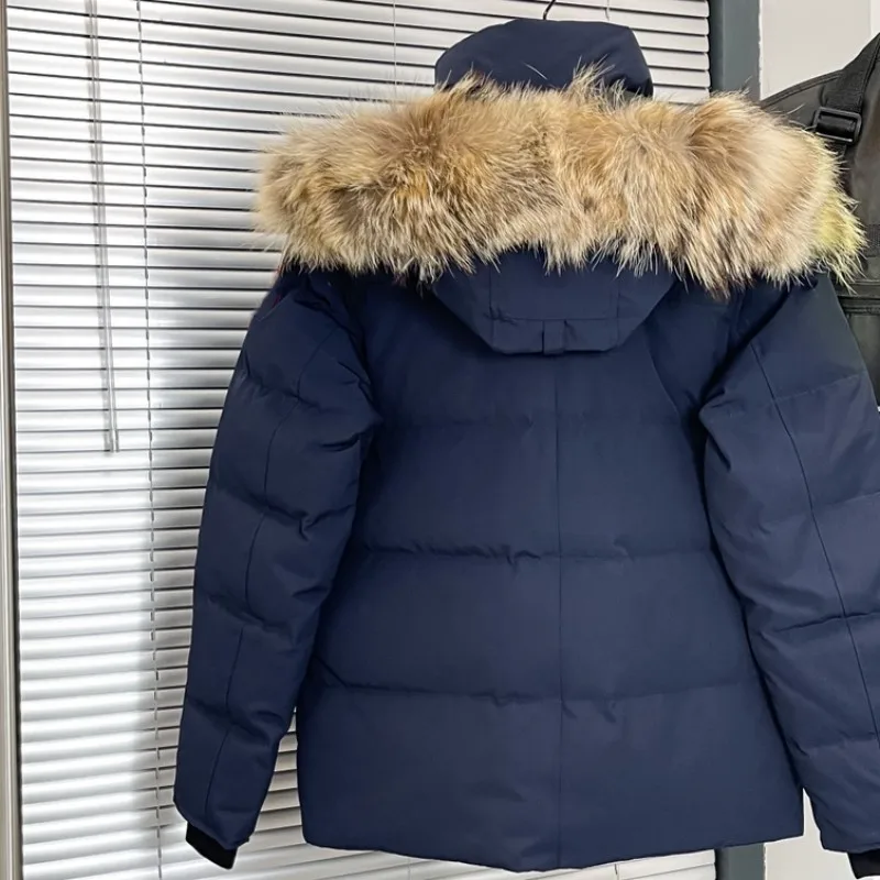 Doudoune à capuche en poils de loup pour hommes et femmes, manteau à boutonnage simple, veste décontractée, vêtements chauds, mode, automne, hiver, Y2K