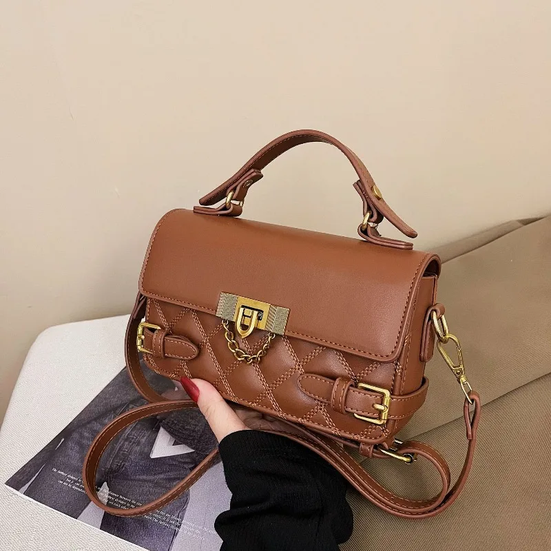 

Сумка со стеганым узором, новинка 2023 года, женская маленькая квадратная сумка, винтажная сумка через плечо, элегантная повседневная сумка-тоут, сумки