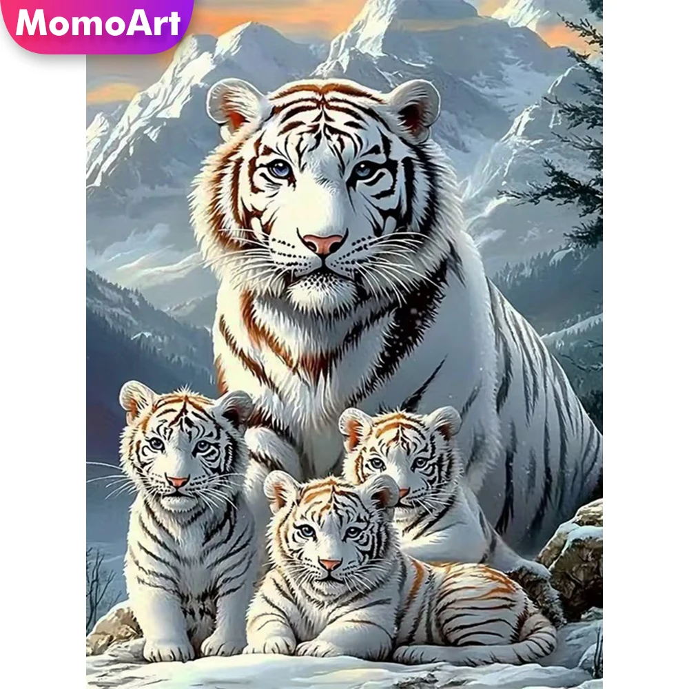Momoart New Arrival Animal Diamond Painting Tiger 5D DIY Full Square Round Diamond Mosaic Cross Stitch Set Holiday Gifts