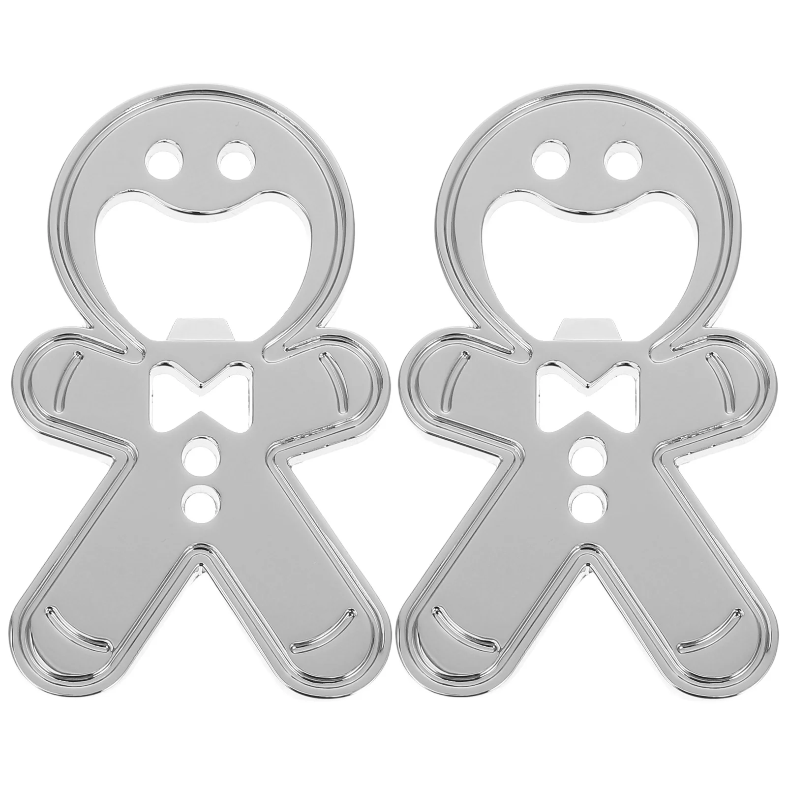 2Pcs Adorable Gingerbread Man Bottle Opener Heavy Duty Beer Lid Lifter for Hotel Restaurant Bar and Home Application