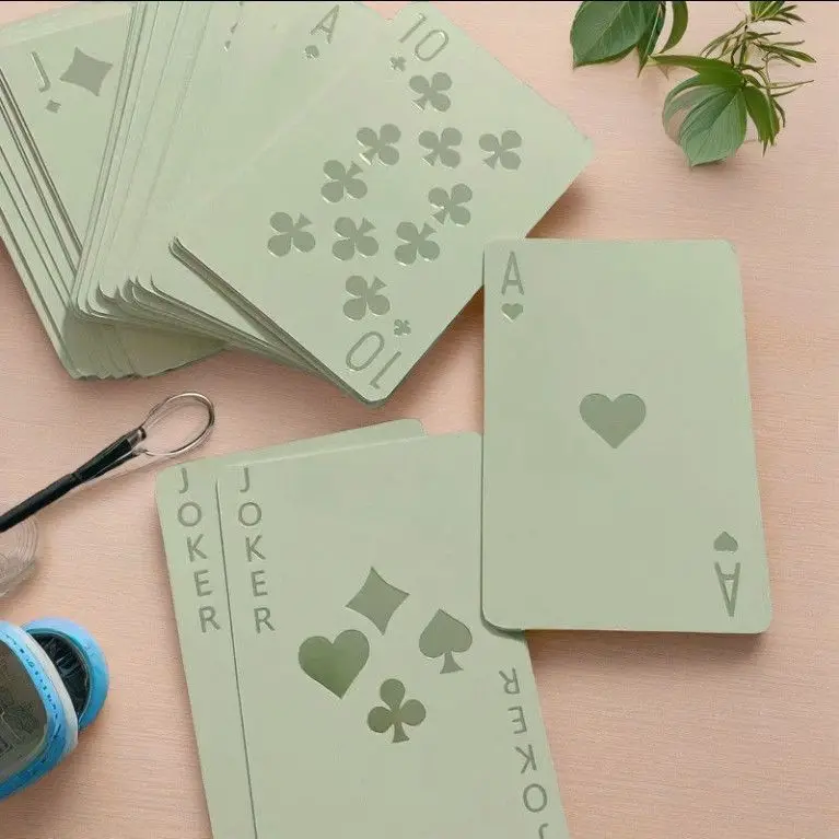 Sage Green Waterproof Playing Cards Set, Matte Portable Poker Cards for Adults, Durable Card Deck for Camping Travel Party
