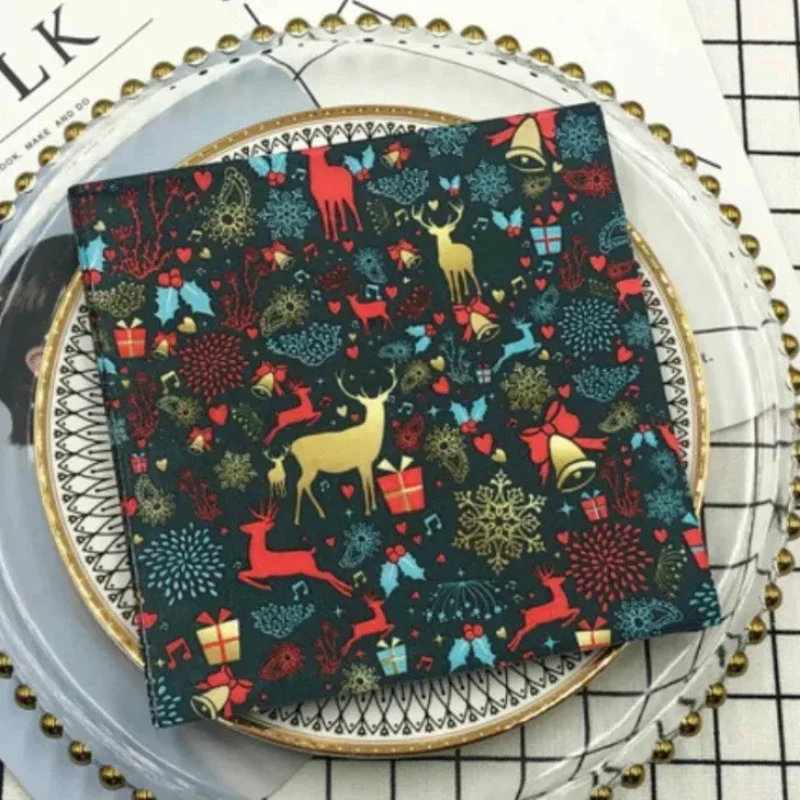 20pcs Pac Colorful Printed Christmas Moose Fireworks Table Mouth Cloth Paper Napkins Holiday Party Square Paper Napkins 33cm