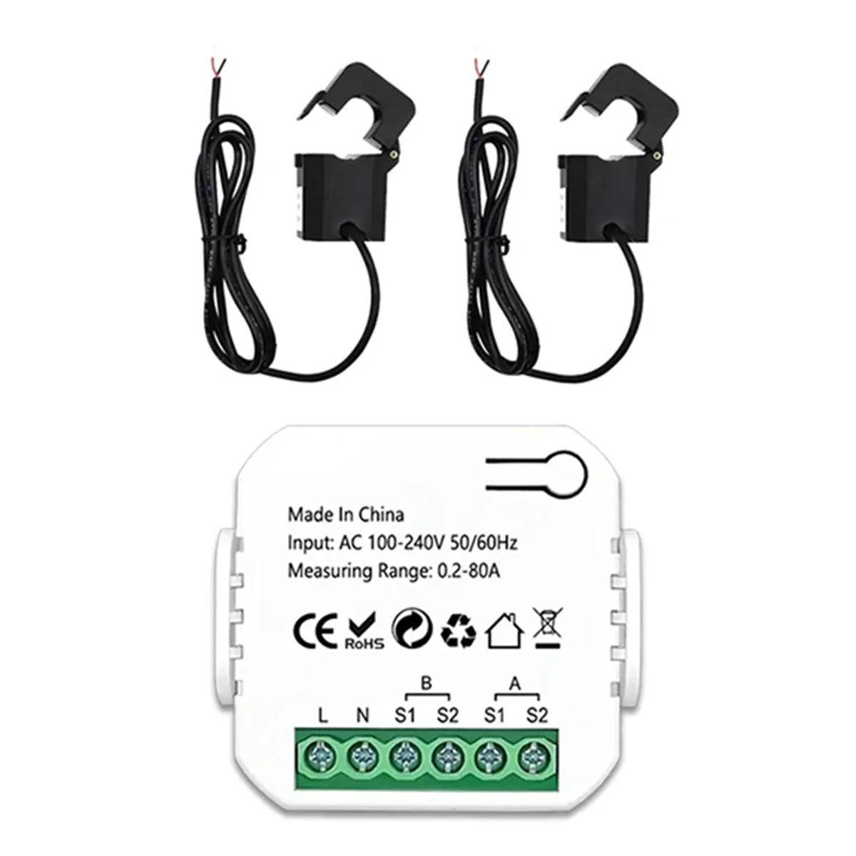 ZigBee 2 Channel Energy Meter Bidirectional with Current Sensor Tuya Smart Monitor Power 80A 110V/240V Gateway Required