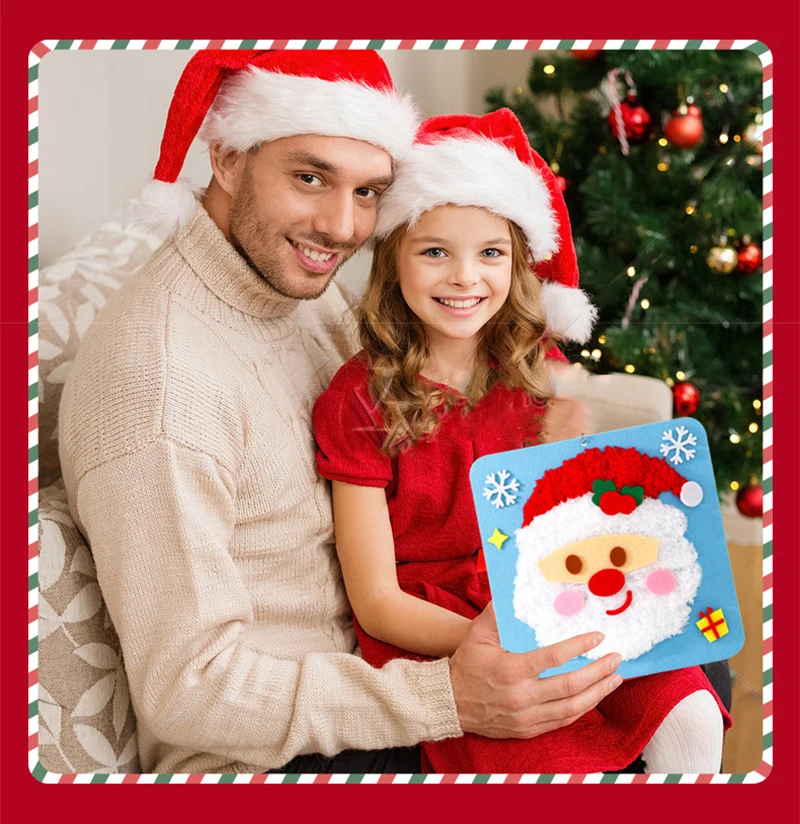 Kit d'artisanat de couture de noël pour enfants, dessin animé, formation de la motricité Fine, broderie en feutre, couture, jouets faits à la main, planche à enfiler