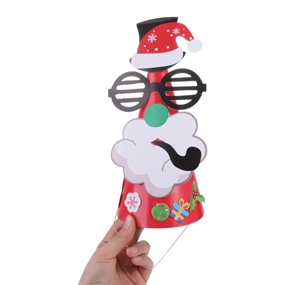 Cappello da Babbo Natale fatto a mano in carta Babbo Natale Kriss Kringle Cappelli per arti di Natale per bambini Albero di Natale Padre Natale Cappello di Natale fai da te Giocattolo