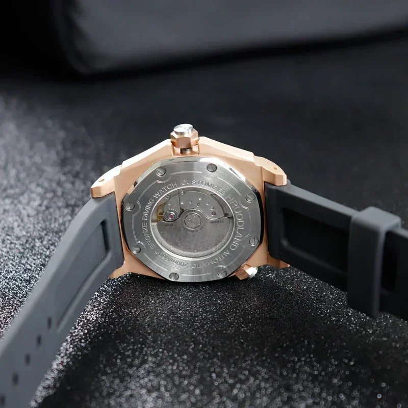 Hruodland W-002 Édition Limitée 43mm Solide Bronze Montre De Plongée Pour Hommes 9015 Mouvement Mécanique Saphir Clip Shoous Montres