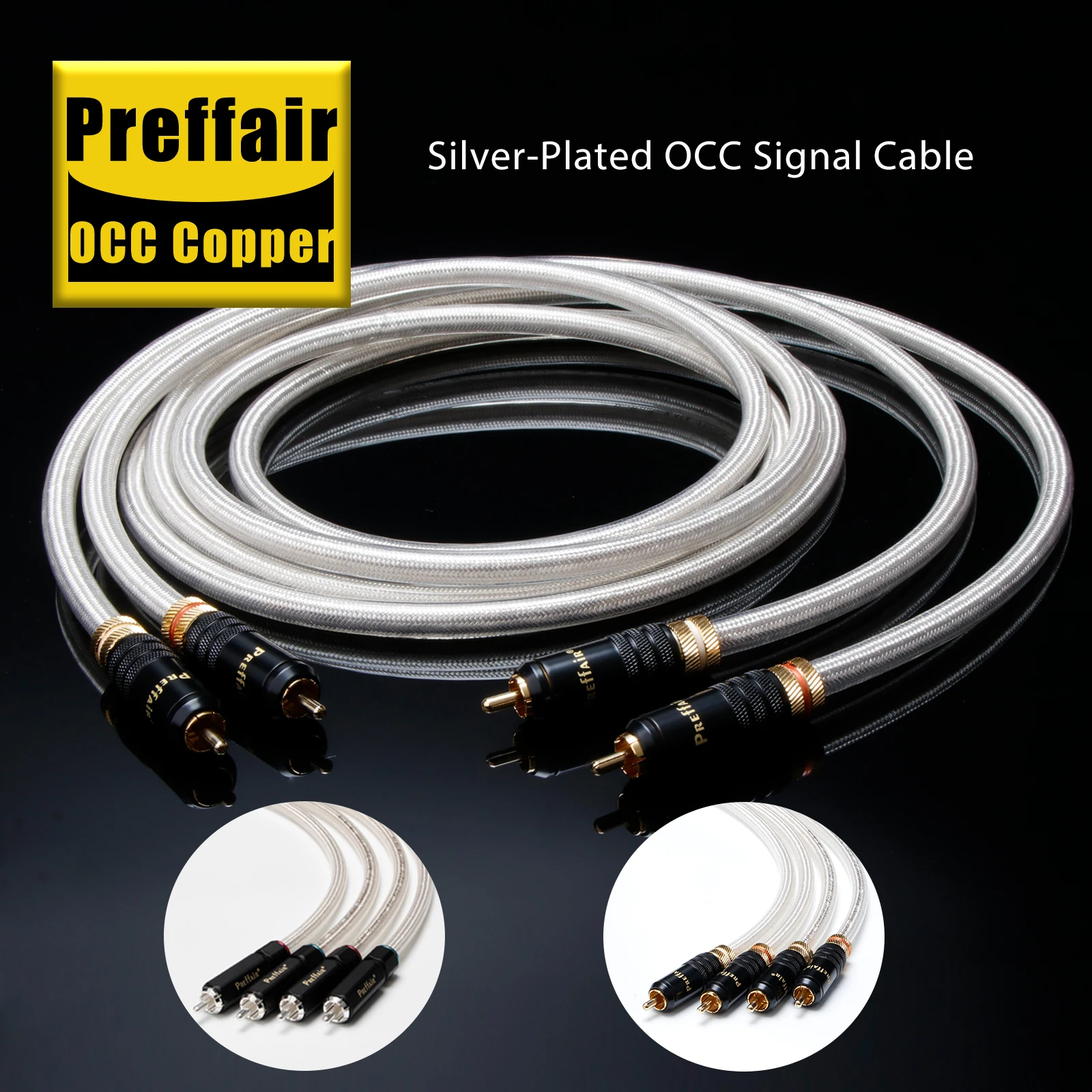 Hi-Fi RCA Cable 2RCA Audio Cable OCC Silver Plating Audio interconnct Cable  for Home Theater HD TV Amplifiers