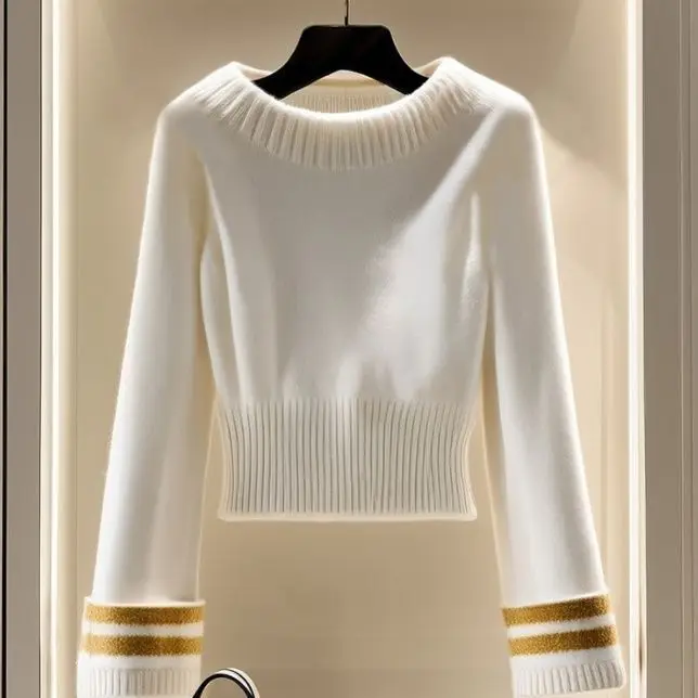 

Мягкий и ленивый стильный универсальный свитер для женщин, зимняя одежда 2024, толстый корейский шикарный уникальный внутренний вязаный свитер