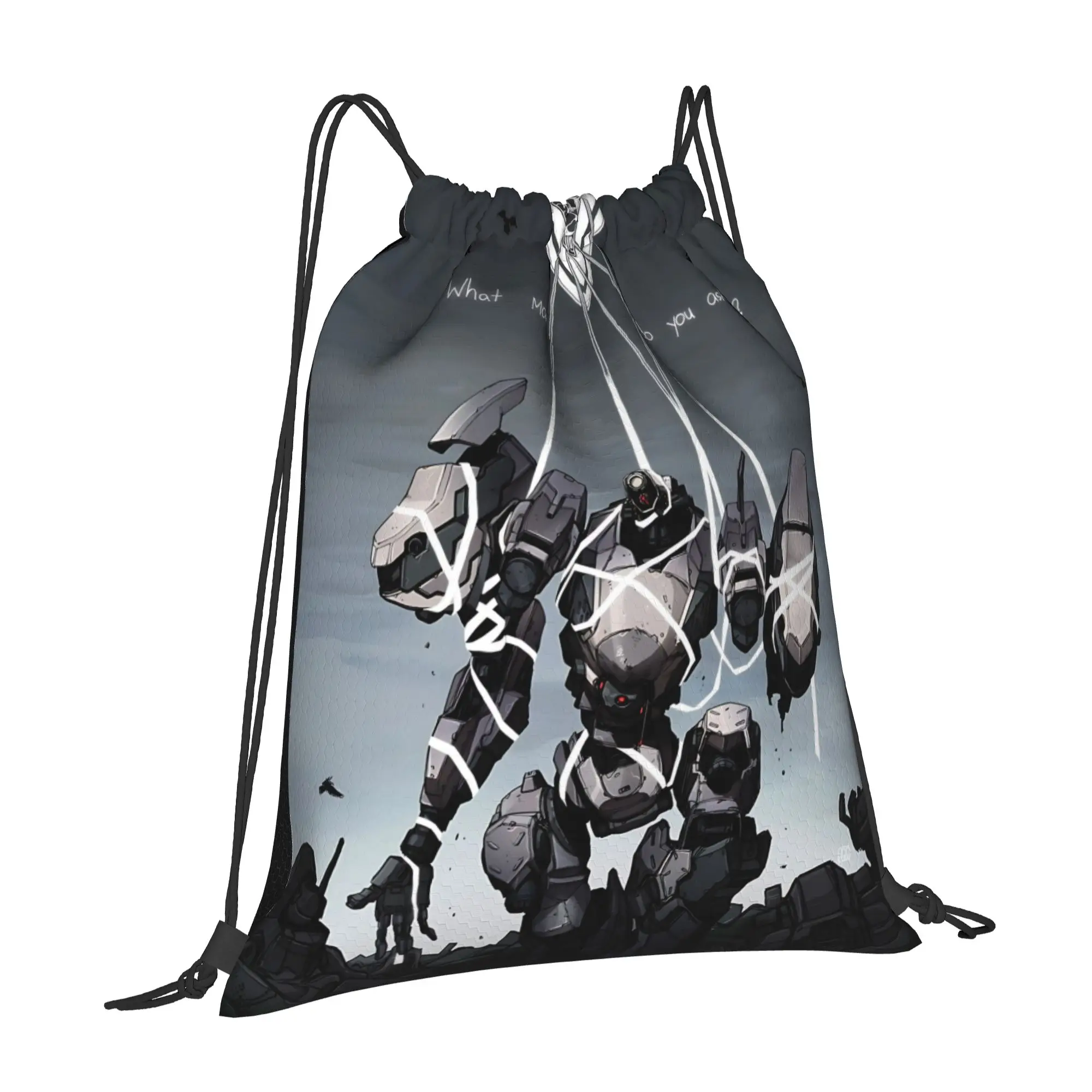 gym Pouch Armored Core robot  Drawstring Bags Hiking Unisex Storage Organize Bundle Pocket Rope Bag